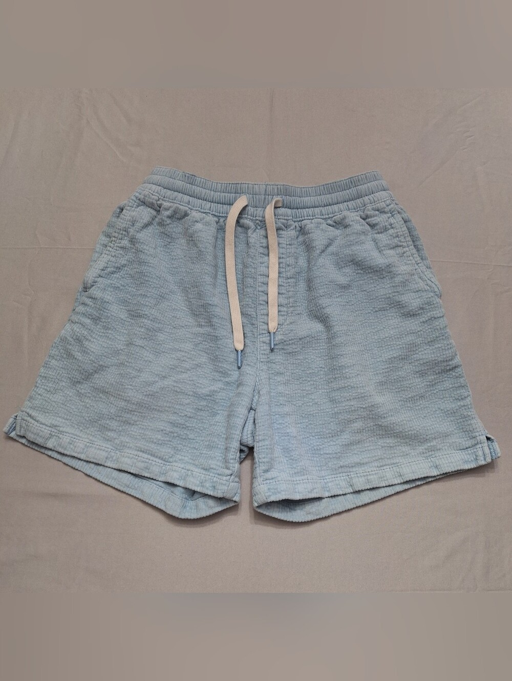 Urban Outfitters Pale Ribbed Soft Blue High Waist Drawstring Casual Shorts